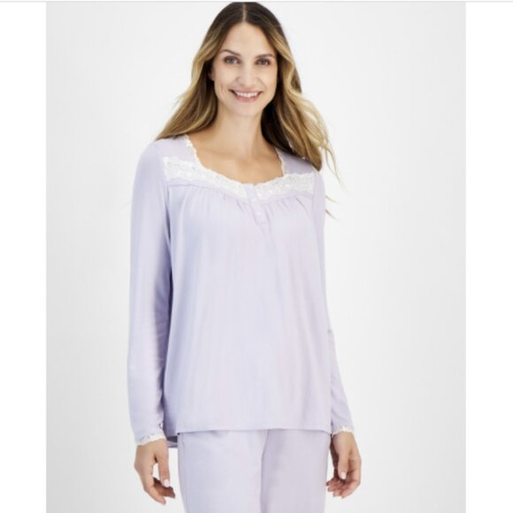 Charter Club Women's Lace-Trim Henley Pajama Set, Lilac Wash, NWT - Picture 1 of 3